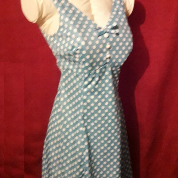 Vintage 70s Polka Dot Mini Dress, Built-In Bra, "Linda Originals" Montreal, XS - Picture 6 of 9